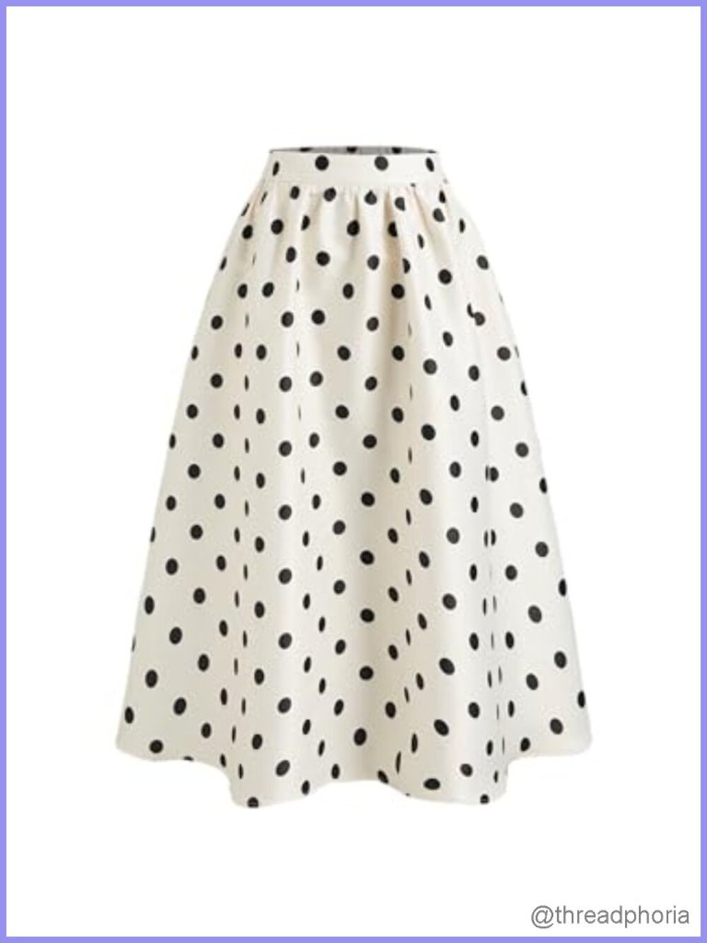 Polka Dot A-Line Maxi Skirt Elastic Waist Vintage Casual Fall